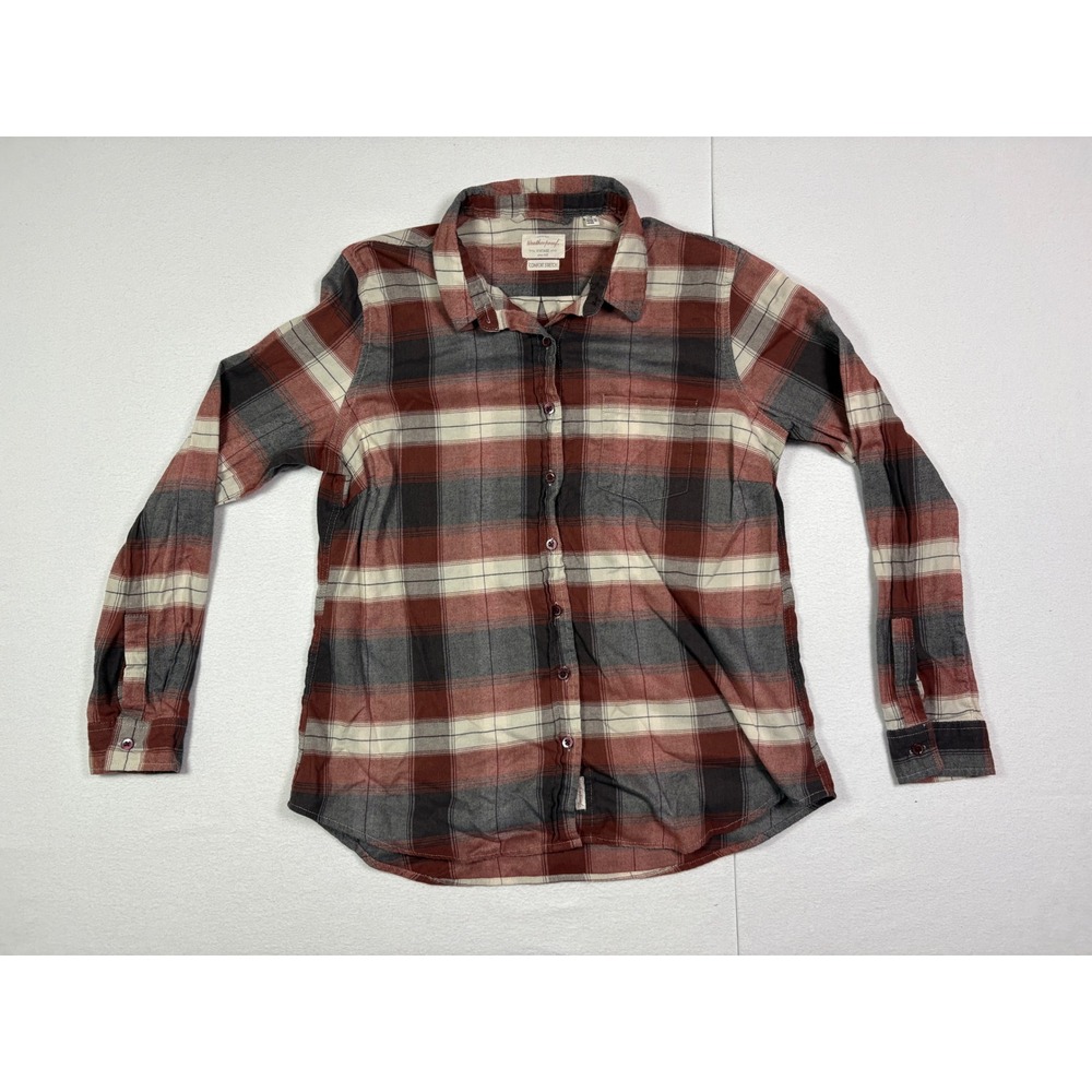 Weatherproof Vintage Womens Red Plaid Flannel Shirt Comfort Stretch Large L